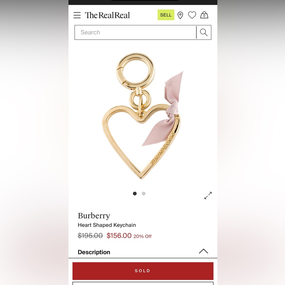 Burberry Gold Heart Key Holder - Picture 5 of 6